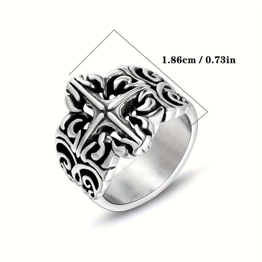 A Fashionable Retro Classical Pattern Personalized Titanium Steel Ring. Literary Y2K Polished Exquisite Ring. Suitable For Daily Street Wear And General Trend Jewelry For Men And Women.