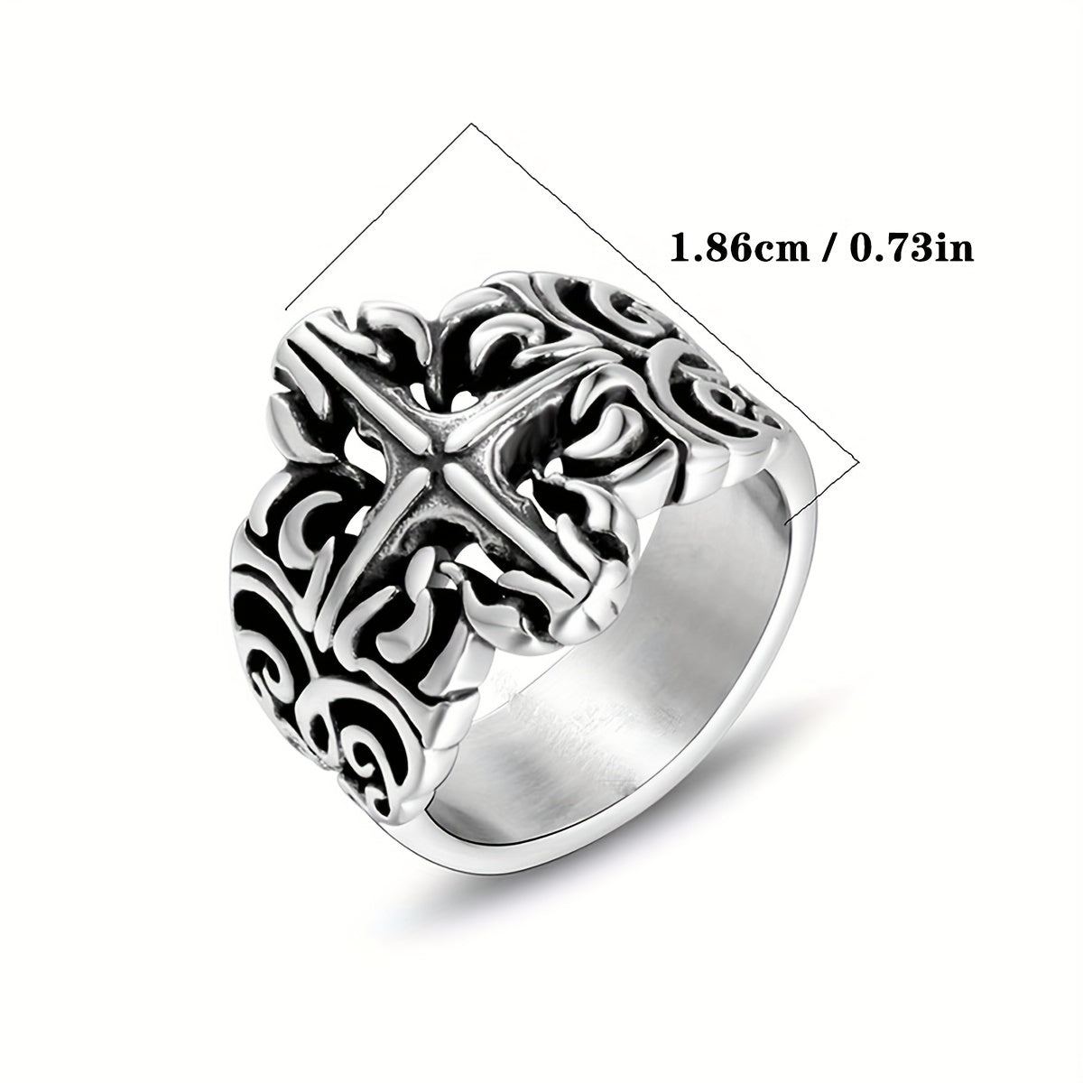 A Fashionable Retro Classical Pattern Personalized Titanium Steel Ring. Literary Y2K Polished Exquisite Ring. Suitable For Daily Street Wear And General Trend Jewelry For Men And Women.
