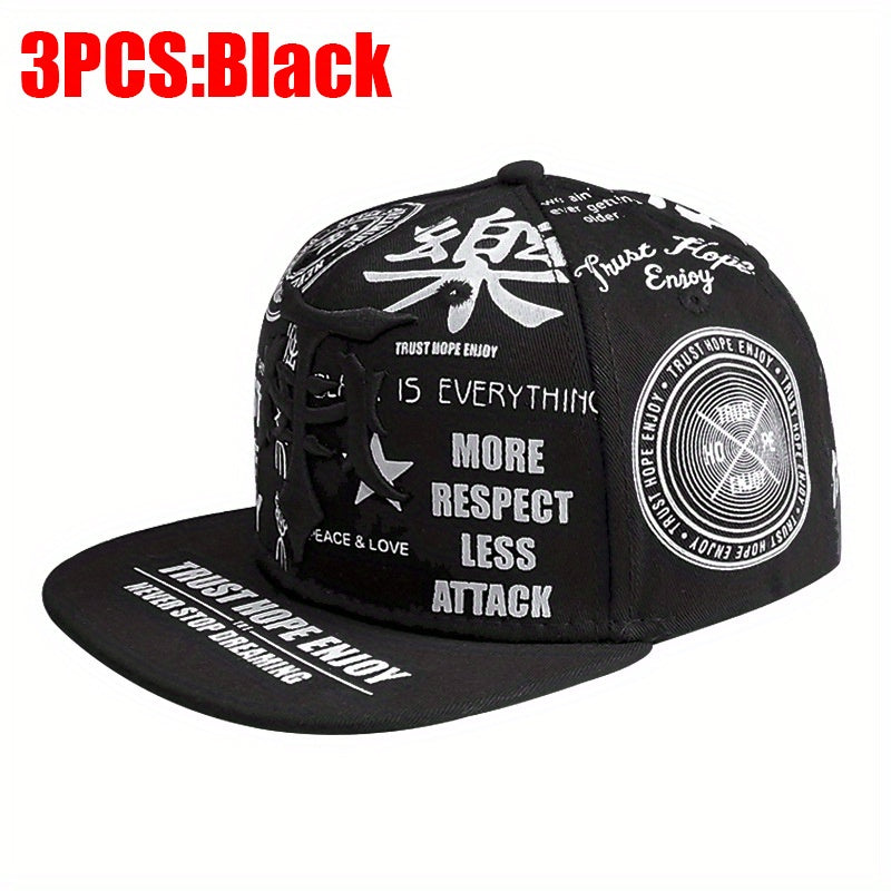 2PCS Embroidered Polyester Snapback Baseball Caps with Flags Theme, Adjustable Breathable Hip Hop Hats for Outdoor Fashion Trends