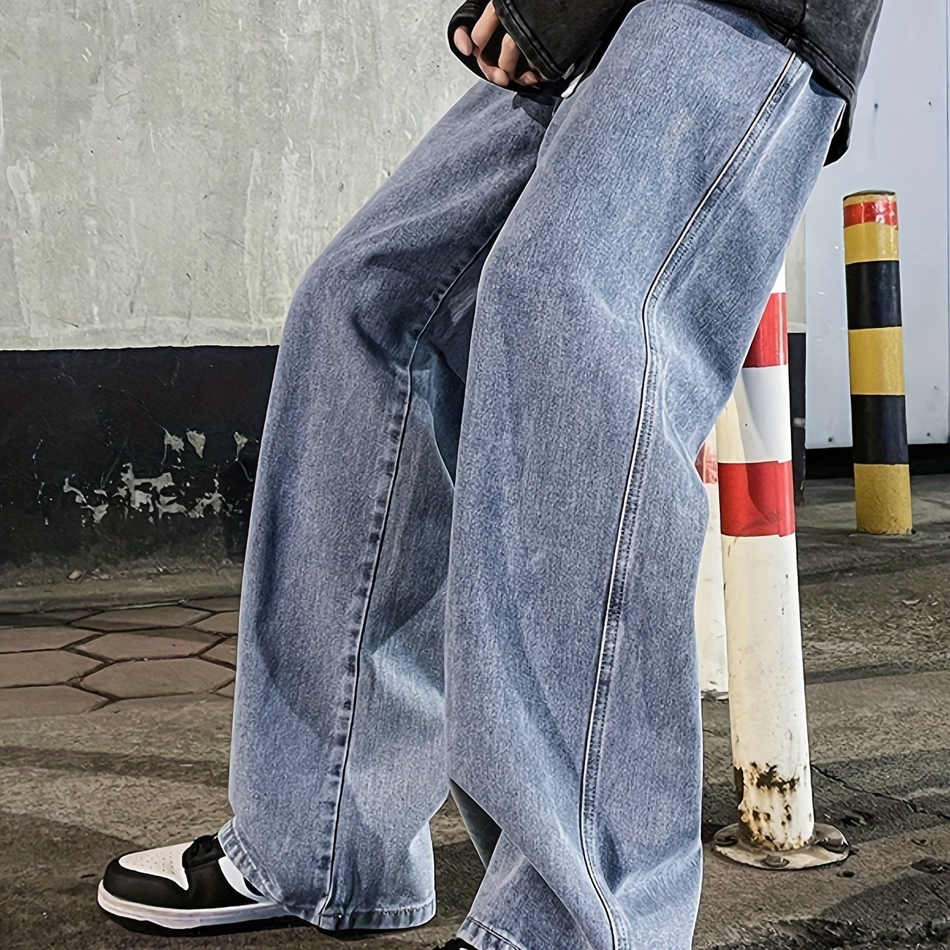 Mens Fashion Jeans - Rich Solid Color, Loose Fit, Classic Straight Leg, High-Quality Denim, Perfect for Daily Casual Wear, Inspired by Street Style Fashion Trends
