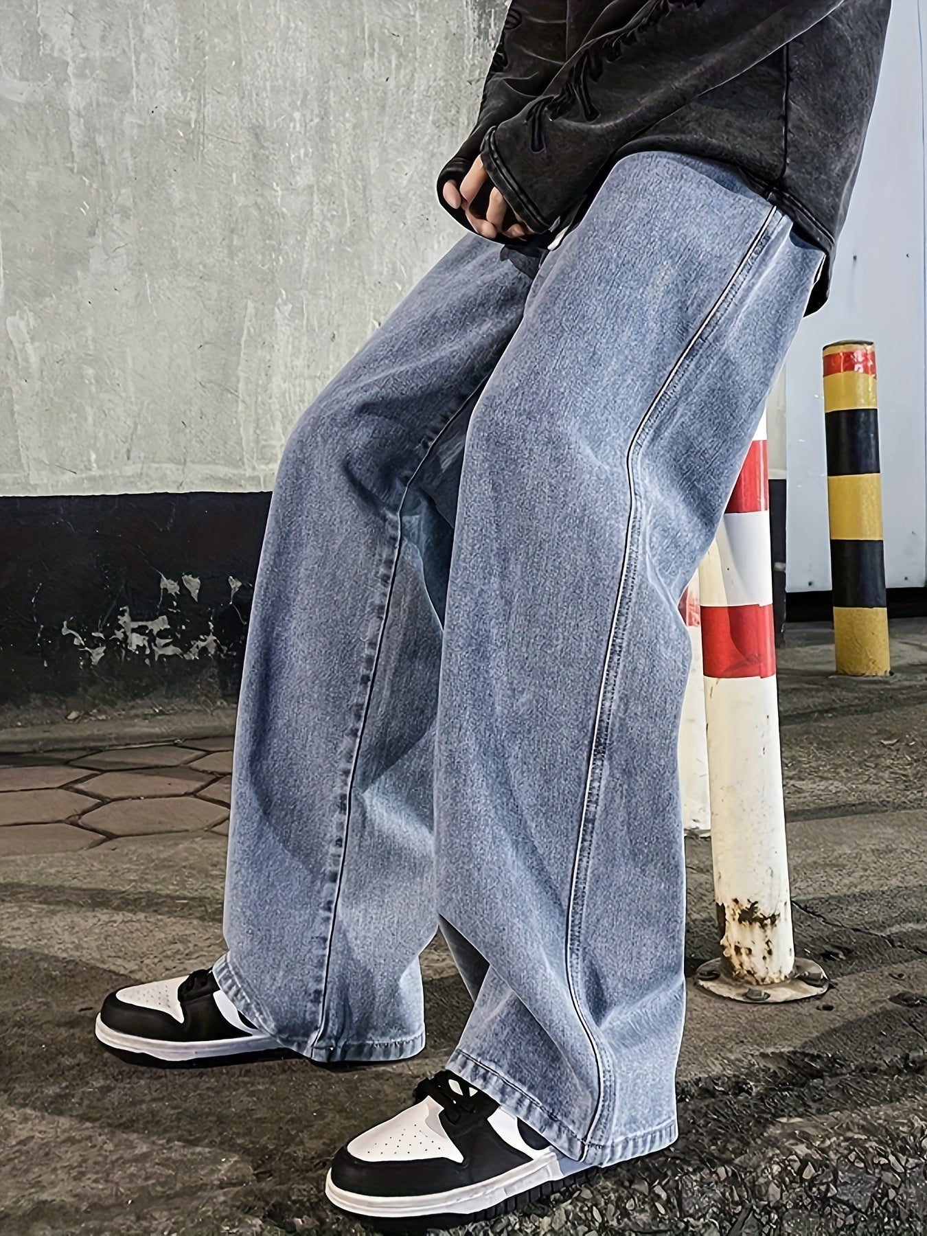 Mens Fashion Jeans - Rich Solid Color, Loose Fit, Classic Straight Leg, High-Quality Denim, Perfect for Daily Casual Wear, Inspired by Street Style Fashion Trends