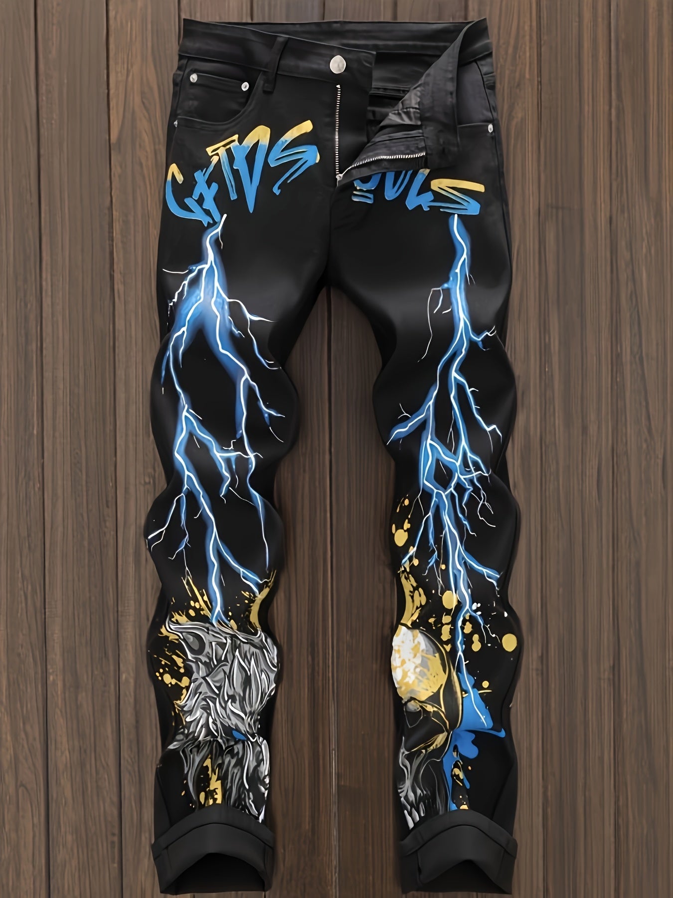 Men's Trendsetting Skinny Jeans with Alphabet Graffiti - Comfortable Stretch Denim for Streetwear Elegance Men Jeans Para Hombre