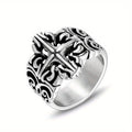 A Fashionable Retro Classical Pattern Personalized Titanium Steel Ring. Literary Y2K Polished Exquisite Ring. Suitable For Daily Street Wear And General Trend Jewelry For Men And Women.