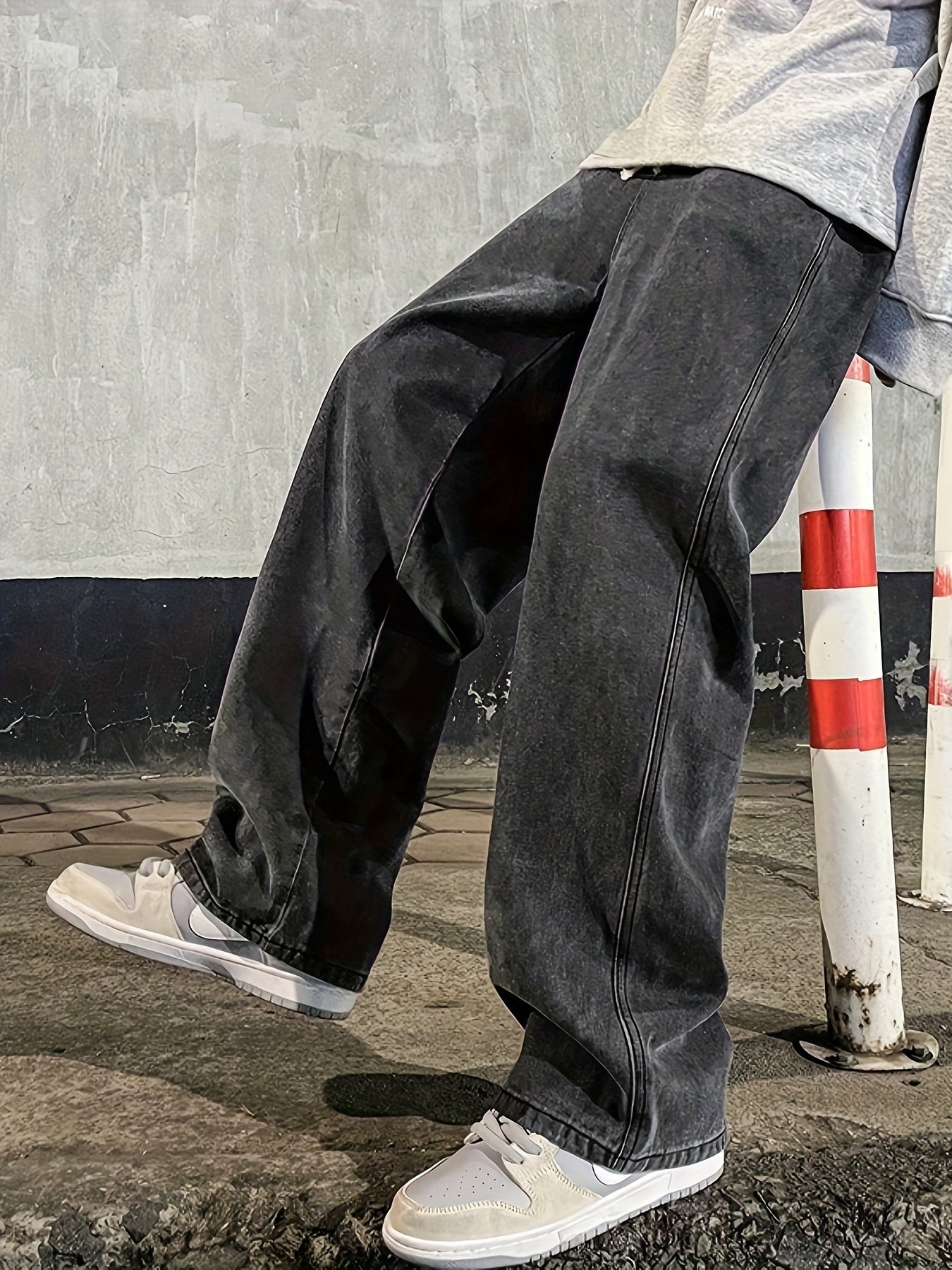 Mens Fashion Jeans - Rich Solid Color, Loose Fit, Classic Straight Leg, High-Quality Denim, Perfect for Daily Casual Wear, Inspired by Street Style Fashion Trends