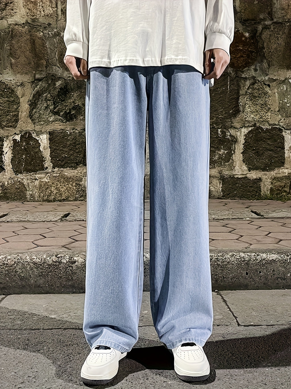 Mens Fashion Jeans - Rich Solid Color, Loose Fit, Classic Straight Leg, High-Quality Denim, Perfect for Daily Casual Wear, Inspired by Street Style Fashion Trends