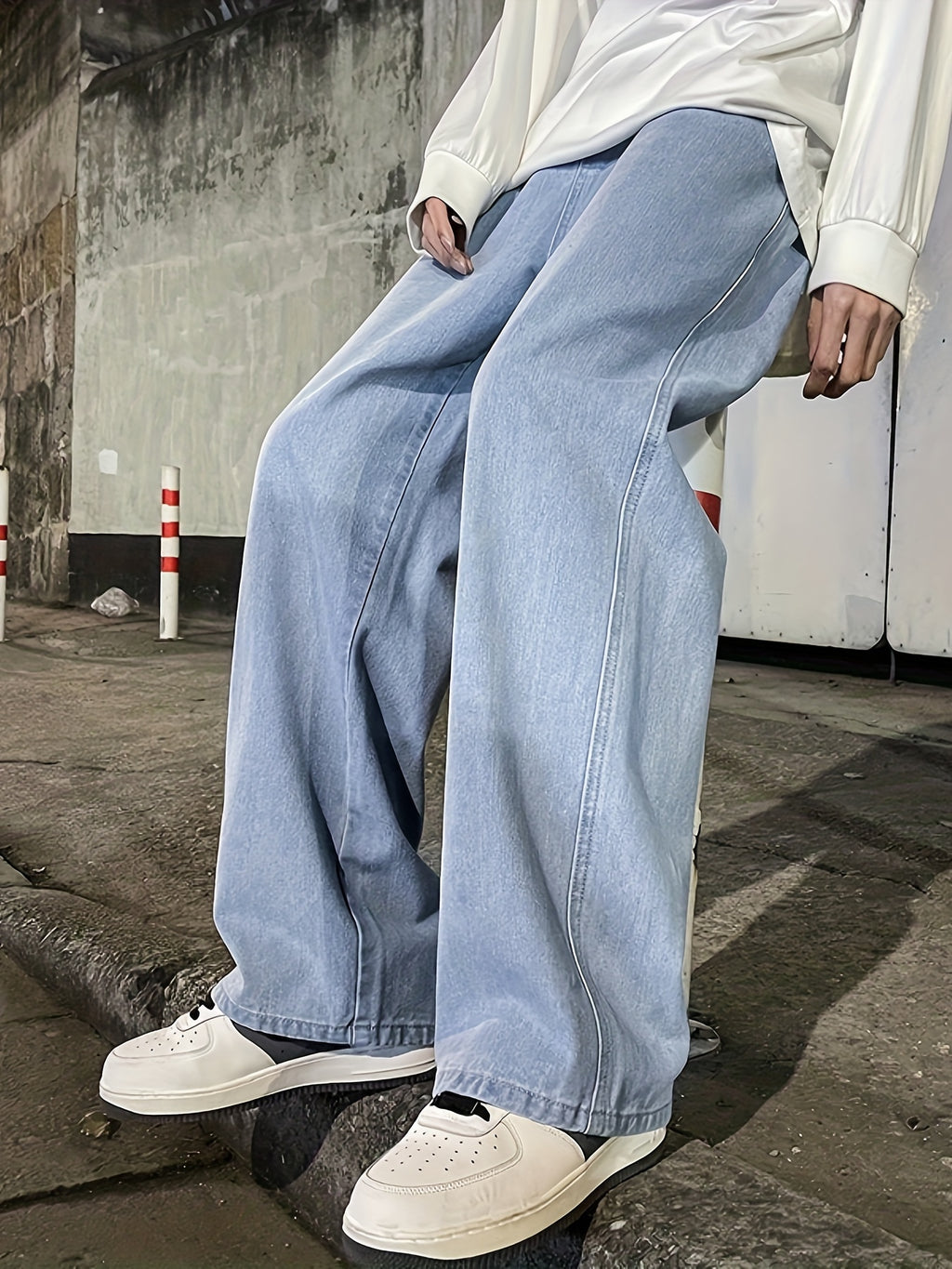 Mens Fashion Jeans - Rich Solid Color, Loose Fit, Classic Straight Leg, High-Quality Denim, Perfect for Daily Casual Wear, Inspired by Street Style Fashion Trends