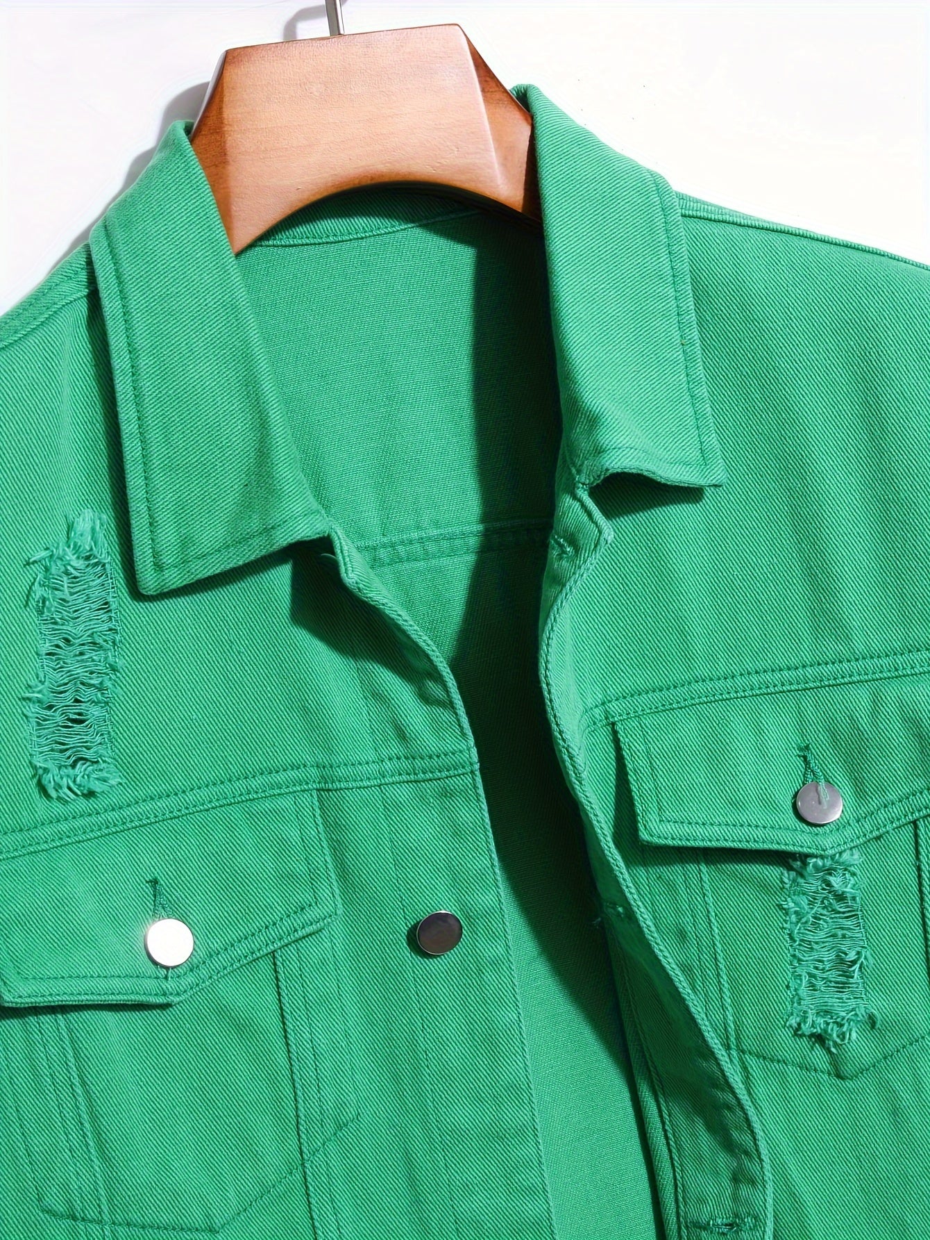 Men's Solid Lapel Collar Button Up Denim Vest With Breasted Pockets, Raw Trim And Ripped Pieces, Stylish And Trendy Vest For Daily And Street Wear