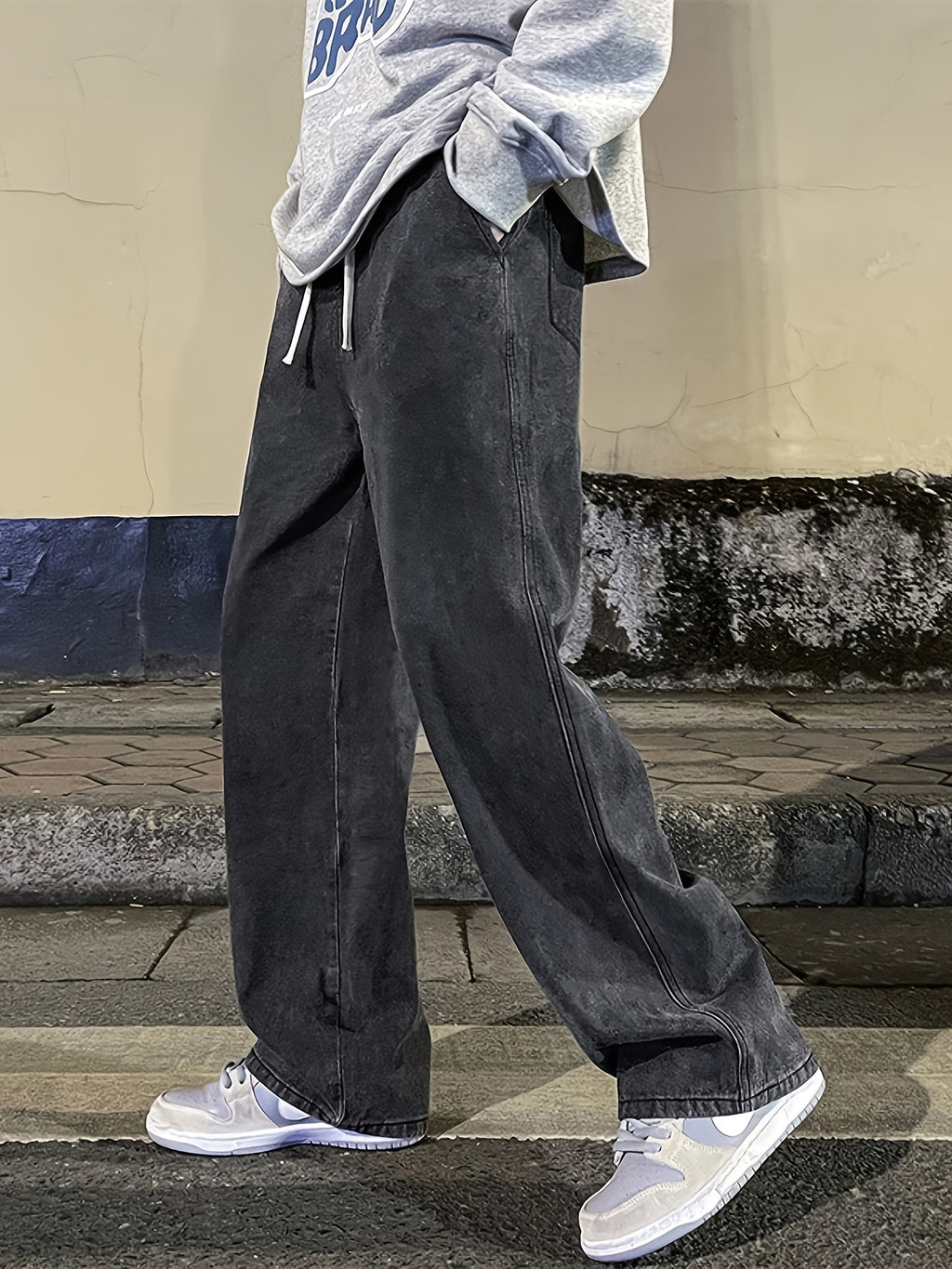 Mens Fashion Jeans - Rich Solid Color, Loose Fit, Classic Straight Leg, High-Quality Denim, Perfect for Daily Casual Wear, Inspired by Street Style Fashion Trends