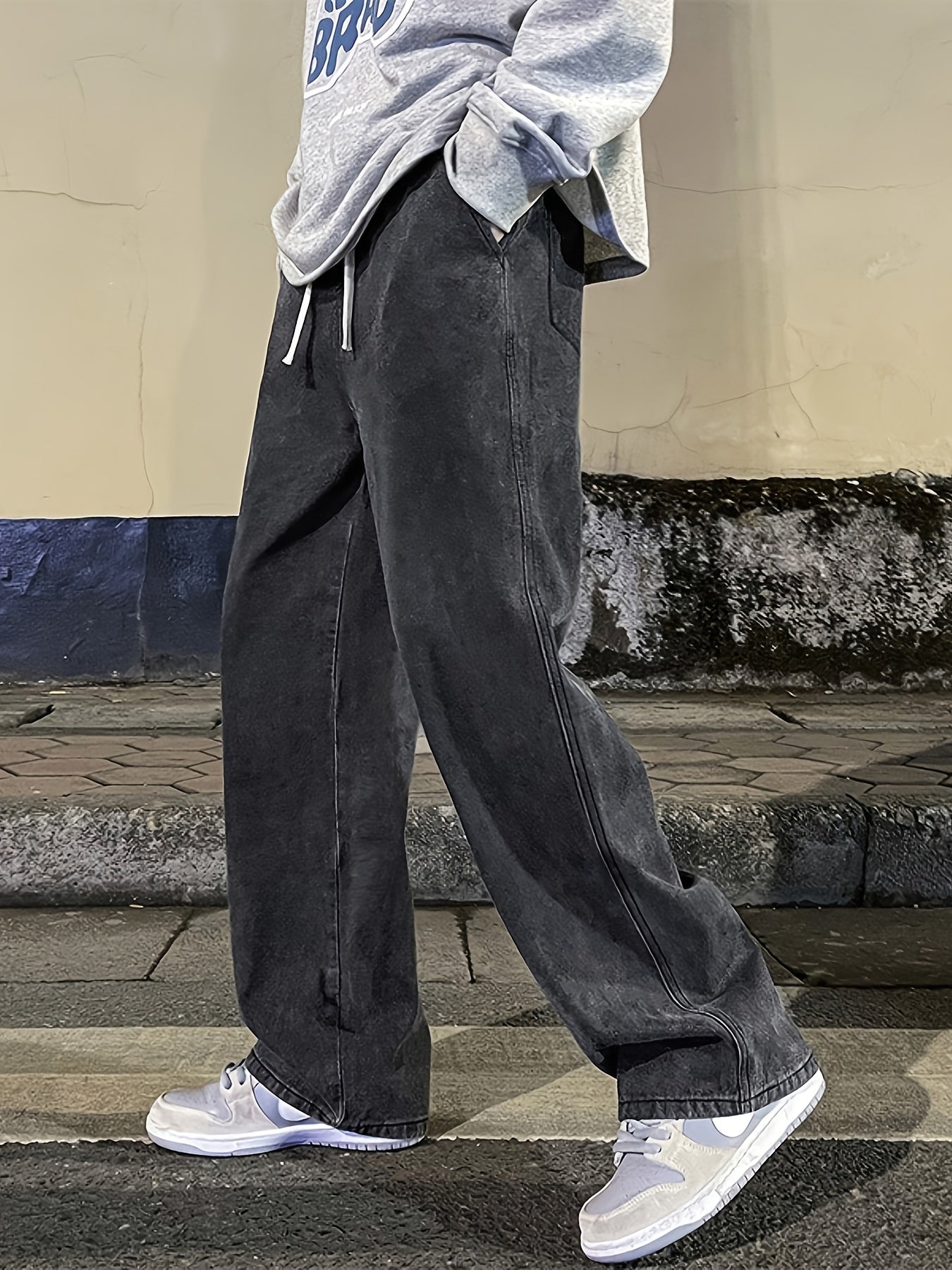 Mens Fashion Jeans - Rich Solid Color, Loose Fit, Classic Straight Leg, High-Quality Denim, Perfect for Daily Casual Wear, Inspired by Street Style Fashion Trends