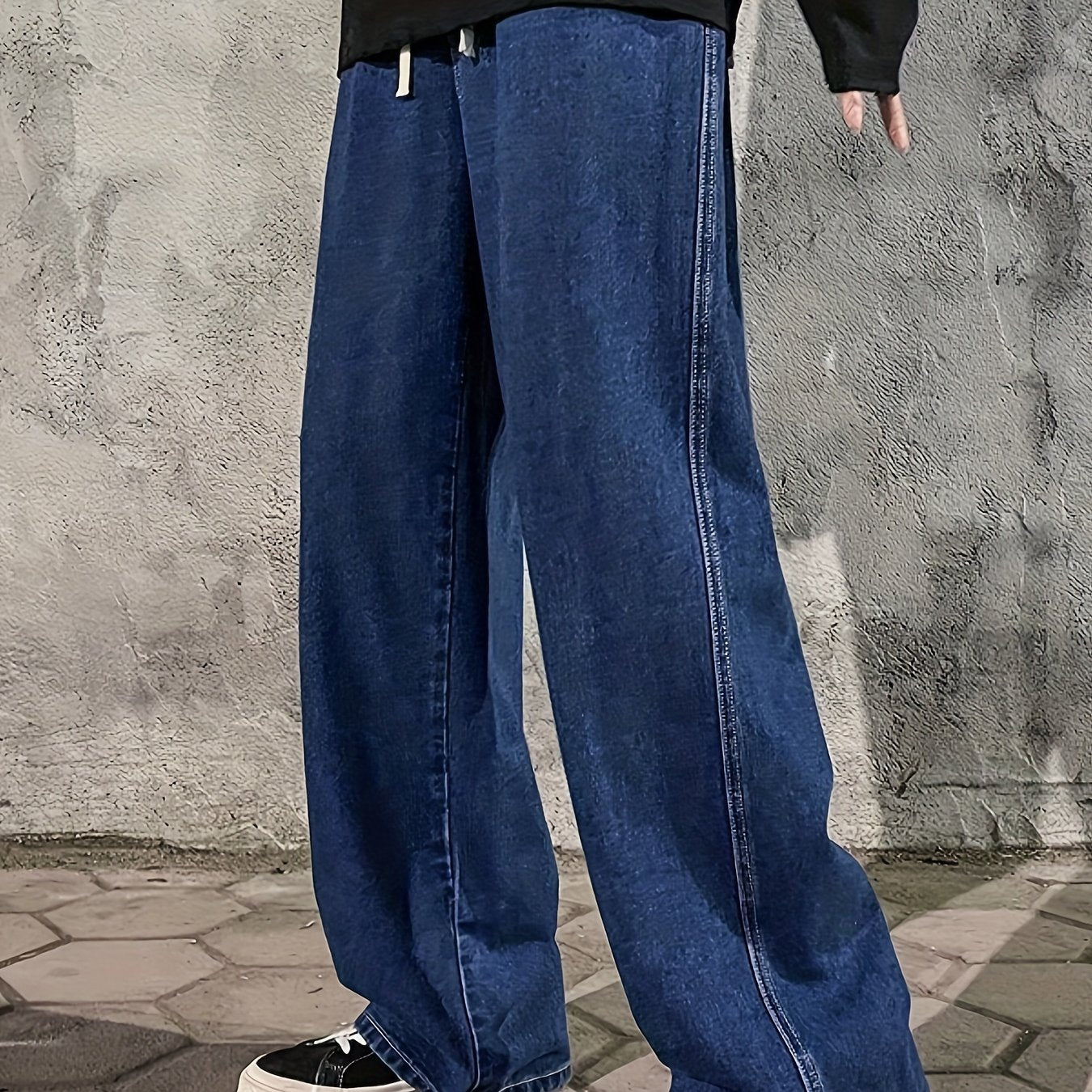 Mens Fashion Jeans - Rich Solid Color, Loose Fit, Classic Straight Leg, High-Quality Denim, Perfect for Daily Casual Wear, Inspired by Street Style Fashion Trends