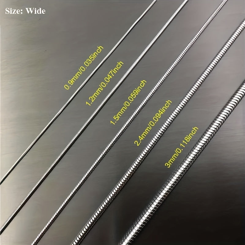 1pc Titanium Steel Round Snake Bone Necklace Fashion Accessories For Men And Women