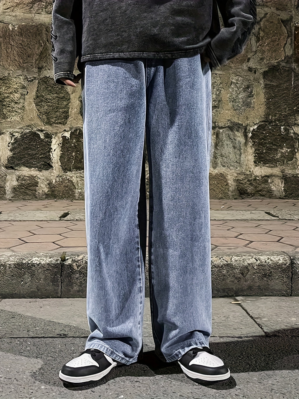 Mens Fashion Jeans - Rich Solid Color, Loose Fit, Classic Straight Leg, High-Quality Denim, Perfect for Daily Casual Wear, Inspired by Street Style Fashion Trends