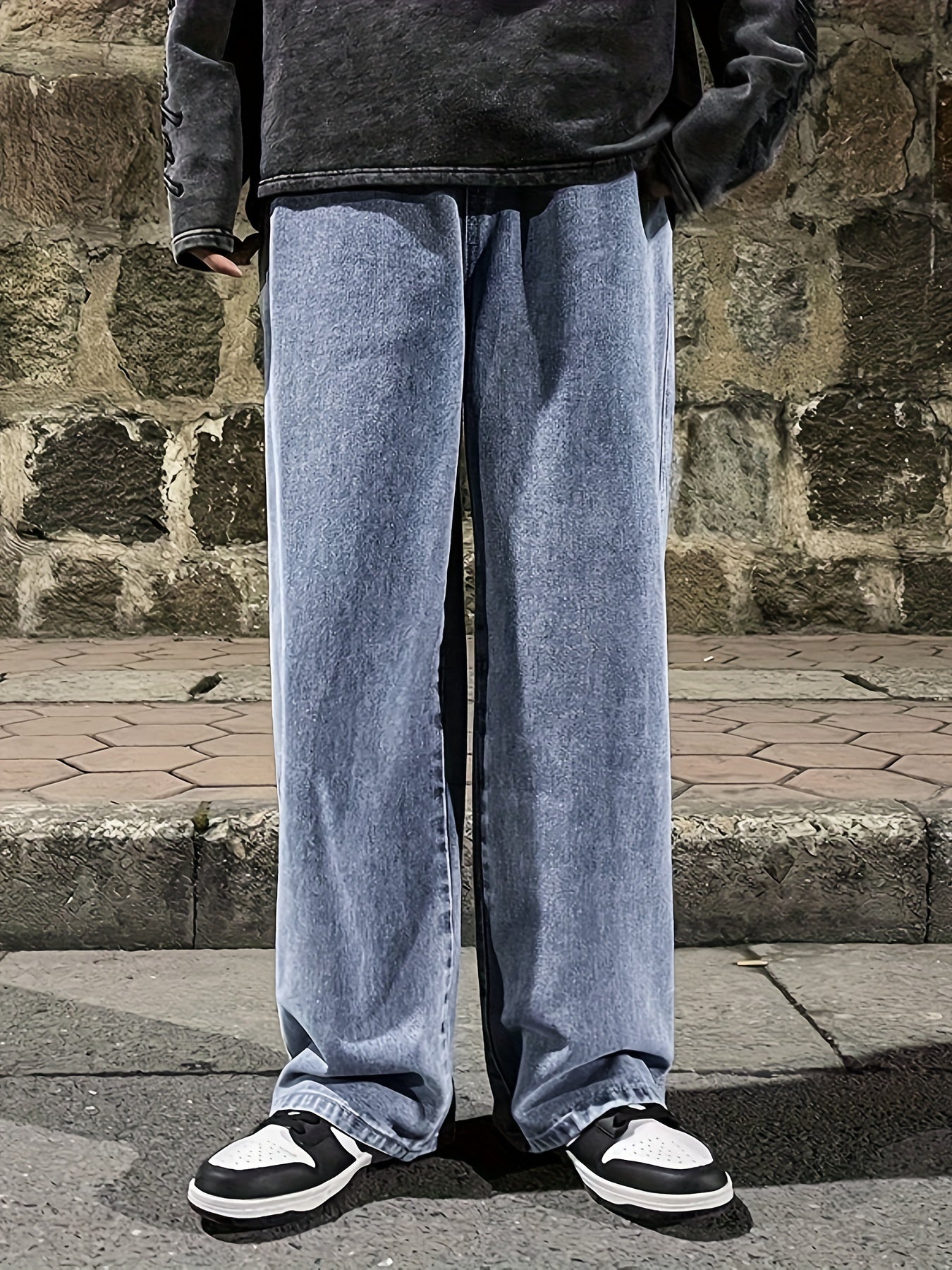 Mens Fashion Jeans - Rich Solid Color, Loose Fit, Classic Straight Leg, High-Quality Denim, Perfect for Daily Casual Wear, Inspired by Street Style Fashion Trends