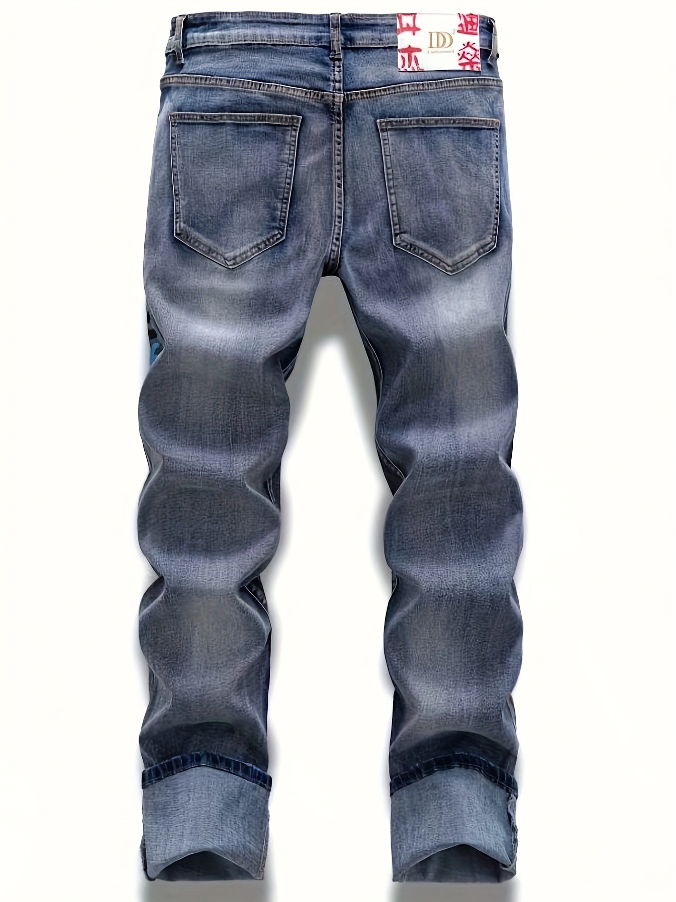 Graffiti Distressed Washed And Distressed Jeans Men Jeans Para Hombre, Designer Jeans for Men, Straight-Leg Wide-Leg Stretch All-Season Streetwear Y2K Vintage Wash Fashion Mens Clothing, Graphic Jeans, Jeans Special for Men,