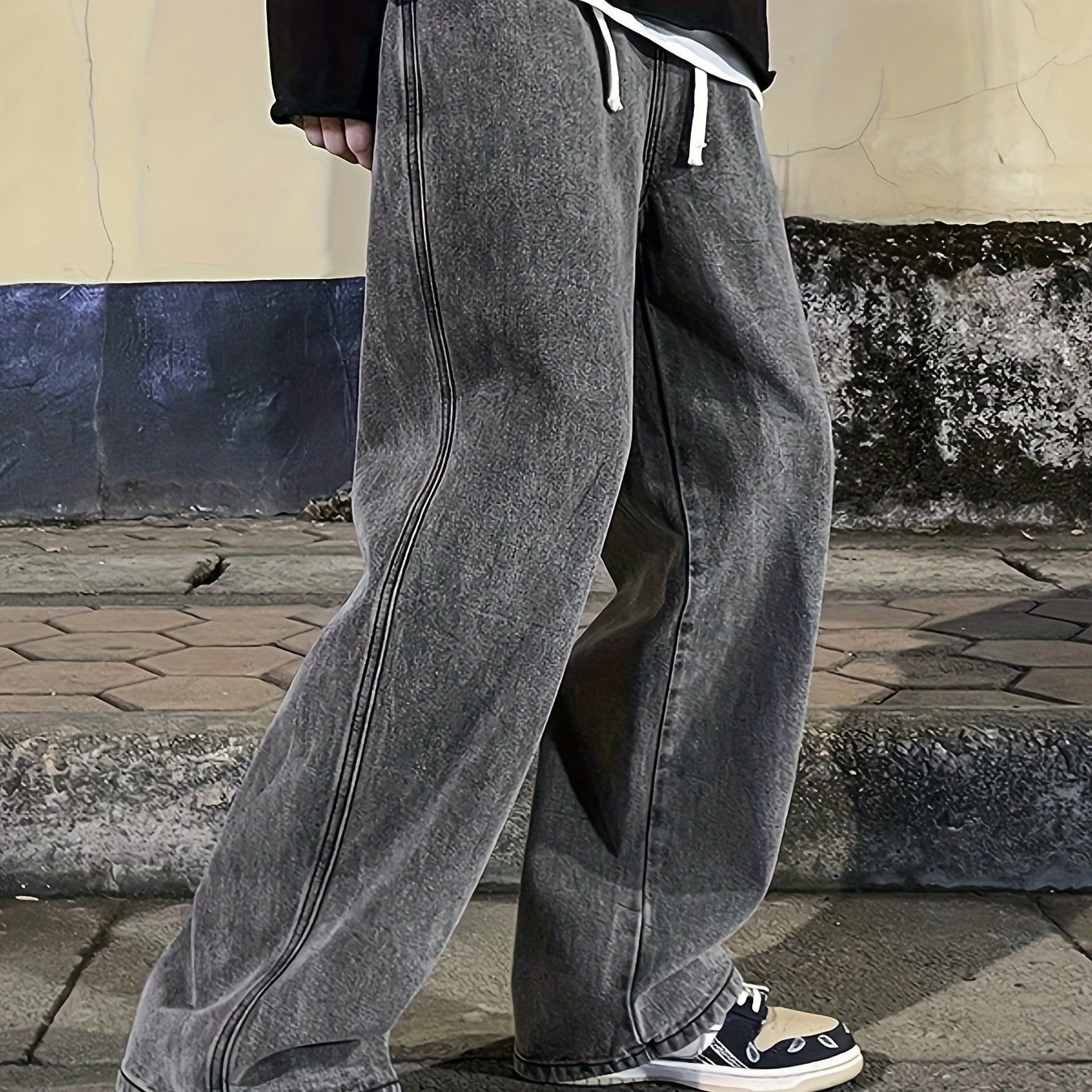 Mens Fashion Jeans - Rich Solid Color, Loose Fit, Classic Straight Leg, High-Quality Denim, Perfect for Daily Casual Wear, Inspired by Street Style Fashion Trends