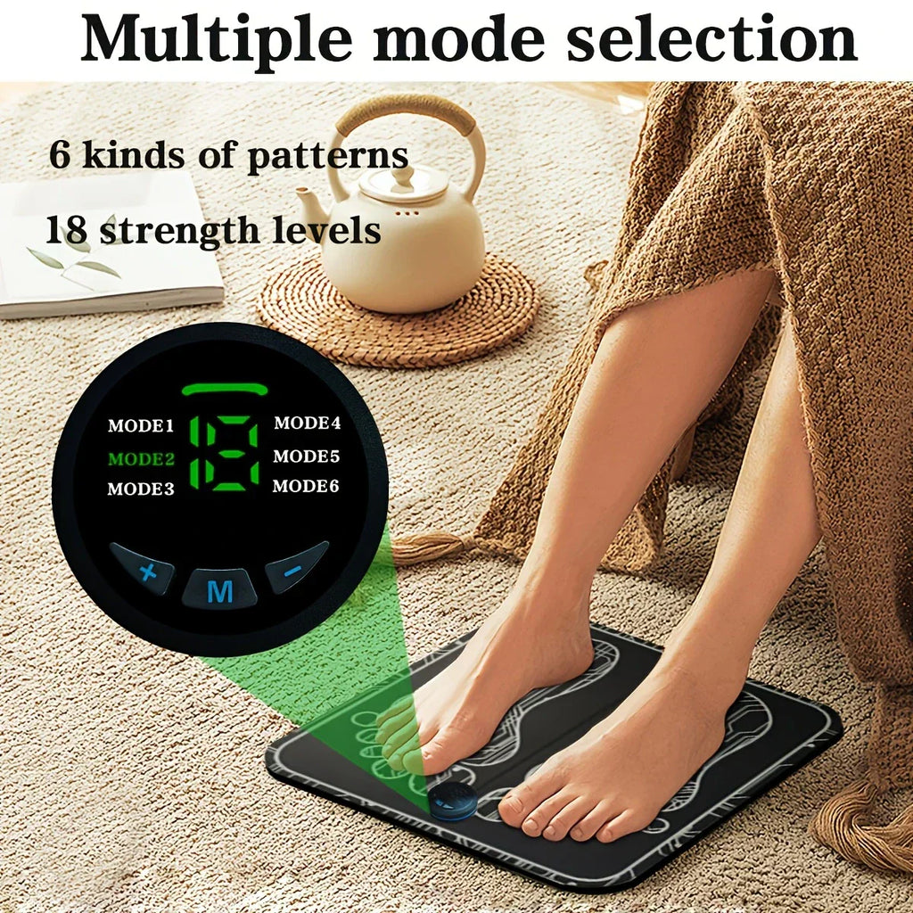 Wireless Electric Foot Massager Mat – Foldable & Portable with 8 Modes