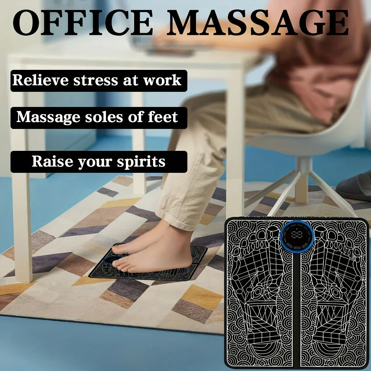 Wireless Electric Foot Massager Mat – Foldable & Portable with 8 Modes